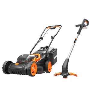 Worx 20V 34cm Cordless Battery Lawnmower + 25cm Grass Strimmer | WG927E