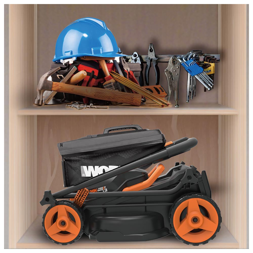 Worx 20V 34cm Cordless Battery Lawnmower + 25cm Grass Strimmer | WG927E