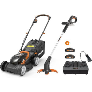 Worx 20V 34cm Cordless Battery Lawnmower + 25cm Grass Strimmer | WG927E