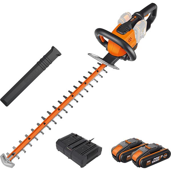 WORX Power Share Cordless Hedge Cutter Trimmer - 60cm - 2 x 20V Batteries Included | WG284E