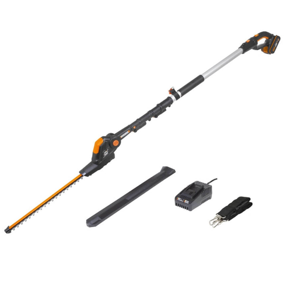 Worx Powershare 20V Cordless Pole Hedge Trimmer 45cm with 2.0ah Battery | WG252E