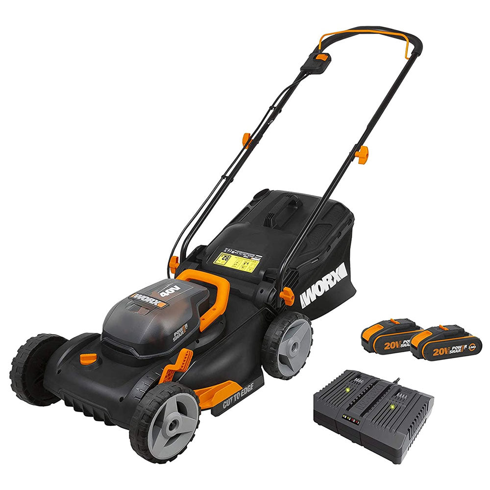 WORX Power Share Cordless Battery Lawn Mower - 40cm - 2 x 20V Batteries | WG743E.1