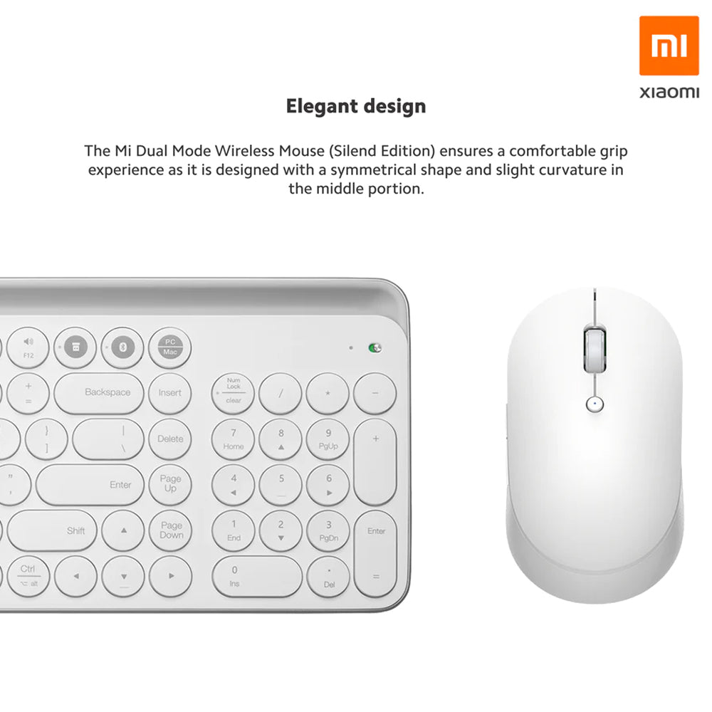 Xiaomi Mi Dual Mode Wireless Mouse Silent Edition - White | HLK4040GL