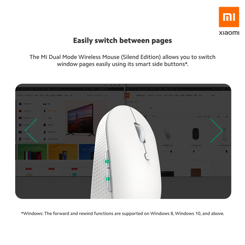 Xiaomi Mi Dual Mode Wireless Mouse Silent Edition - White | HLK4040GL