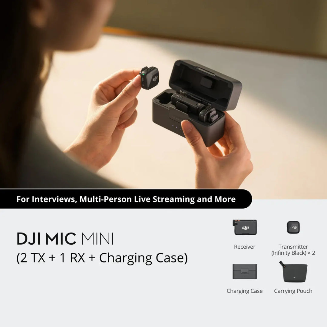 DJI Mic Mini 2 Person Compact Wireless Microphone System (2 Tx+1 Rx+charging Case) | CP.RN.00000433.01