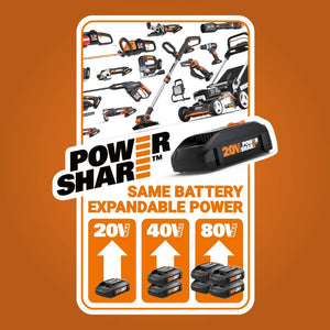 WORX Power Share Cordless Chain Saw - 30cm - 2 x 20V Batteries Included | WG381E