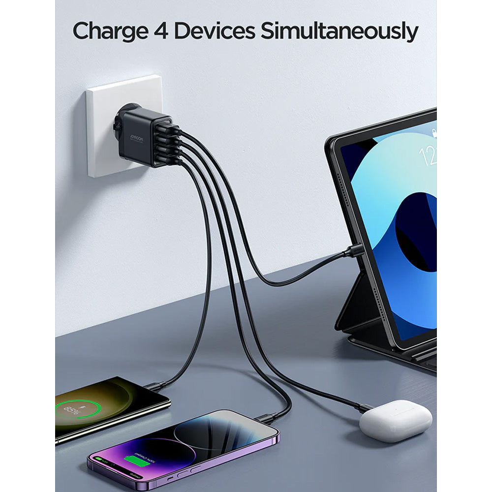 Joyroom Mobile Phone Wall Plug Charger 4.8a 4 USB Ports - Black | HL-TCN03UK
