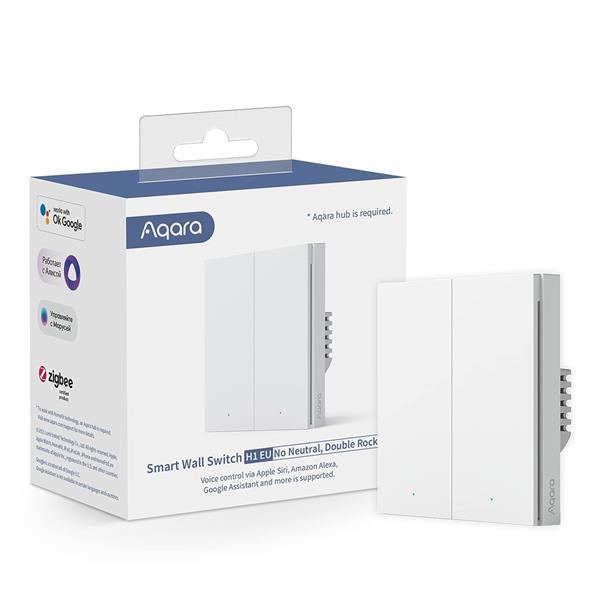 Aqara Smart Wall Double Switch H1 with No Neutral - White | WS-EUK02