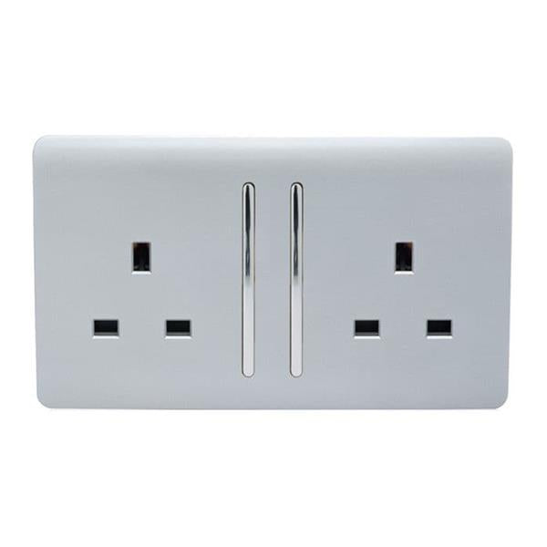 Trendi Double Switched Socket 2 Gang 13 Amp - Silver | 9100-84