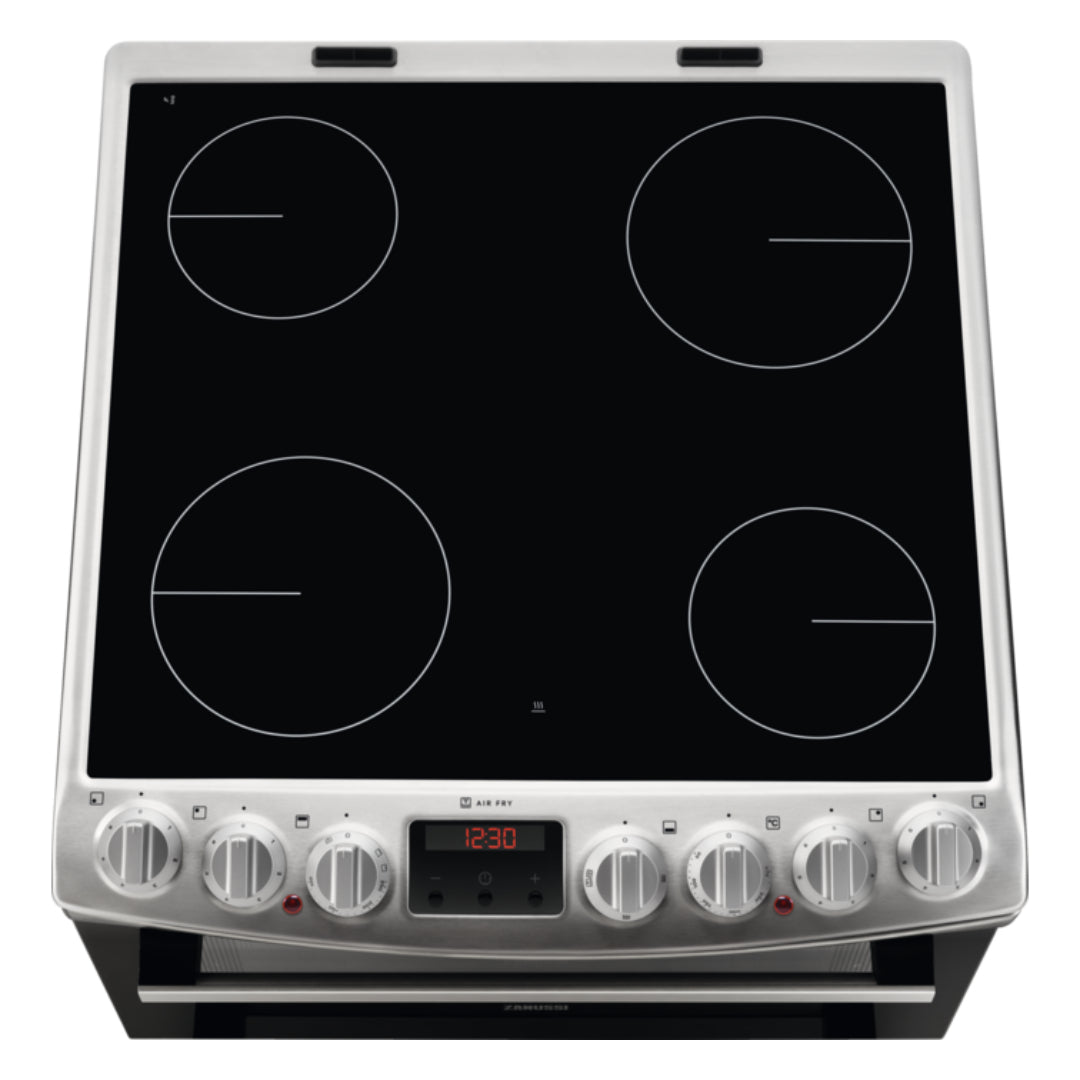 Zanussi Electric Cooker with Ceramic Hob 60cm - Black / Stainless Steel | ZCV69360XA