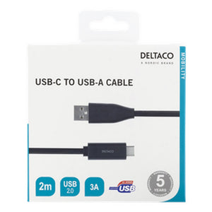 Deltaco Usb A to Usb C Cable 2 Metre | USBC1006M