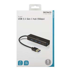 Deltaco 4 Port USB 3.1 Gen 1 Hub | UH487