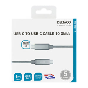Deltaco USB C Cable to USB C GEN 2 Superspeed 10 Gbit | USBC1417M