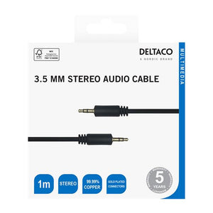 Deltaco 3.5mm to 3.5mm Male Stereo Audio Jack Cable 1 Metre | MM522R