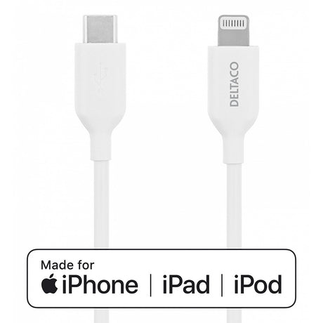 Deltaco Usb C to Lightning Phone Charging Cable - White | IPLH451