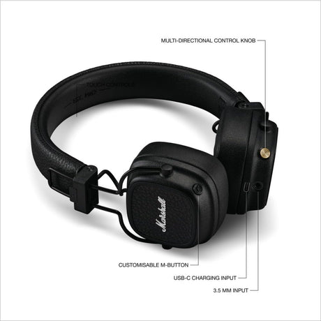 Marshall Major V Wireless Bluetooth Headphones - Black | 1006832