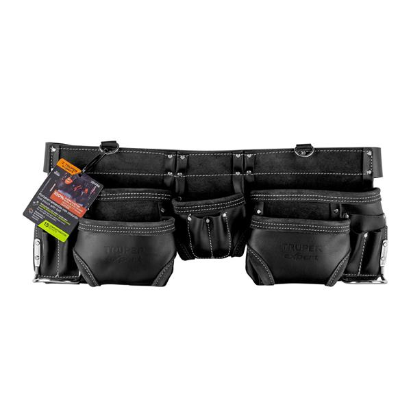 Truper Expert Leather Tool Belt with 15 Pockets | TP101786