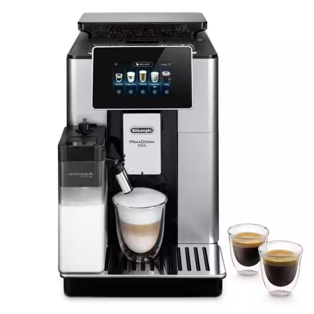 DeLonghi PrimaDonna Soul Automatic Bean to Cup Coffee Machine - Sliver & Black | ECAM610.55.SB