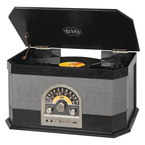 Trevi Vintage Music System with Turntable Record Player and Bluetooth - Black | TT1040BTB