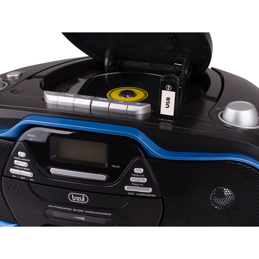 Trevi Boombox Cd / Cassette USB Player - Blue | 031088