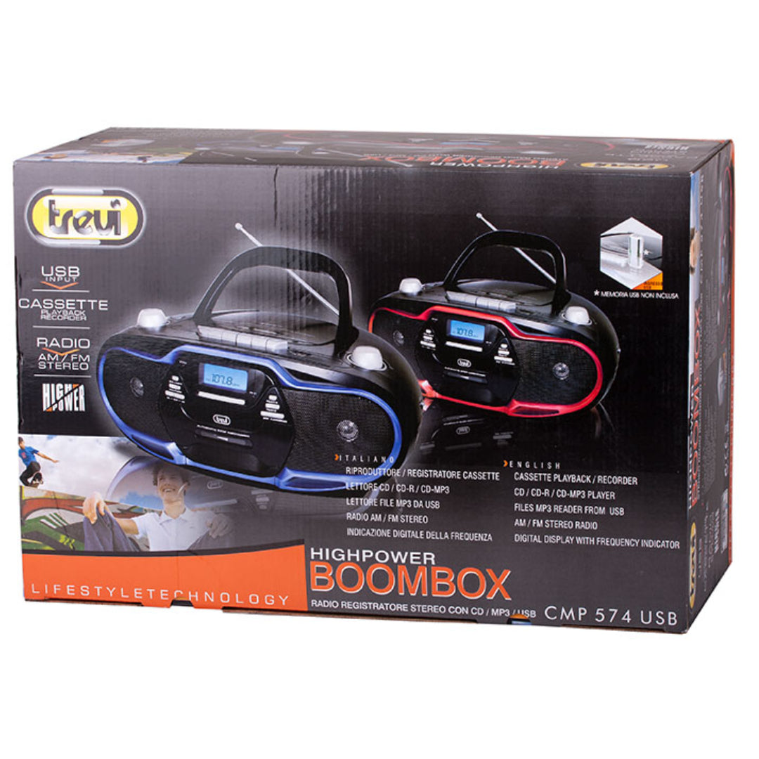 Trevi Boombox Cd / Cassette USB Player - Blue | 031088