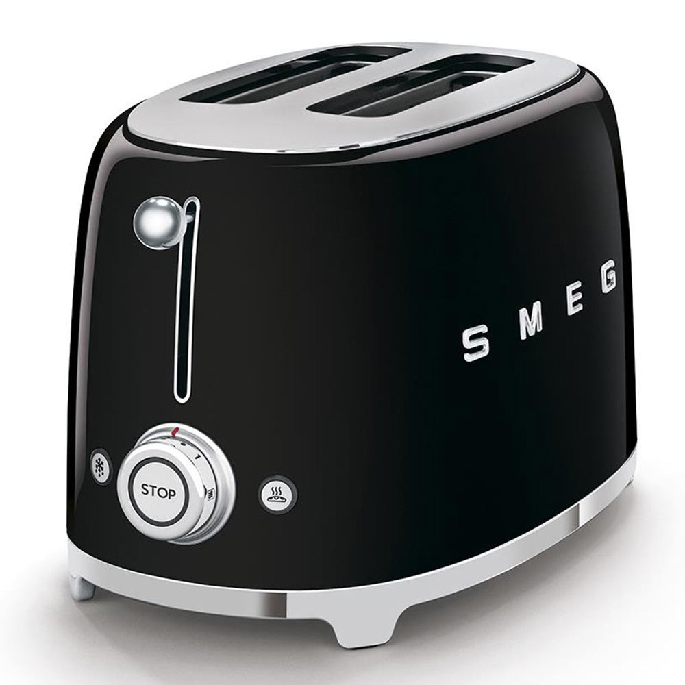 Smeg 50's Retro Style Aesthetic 2 Slice Toaster - Black | TSF01BLUK