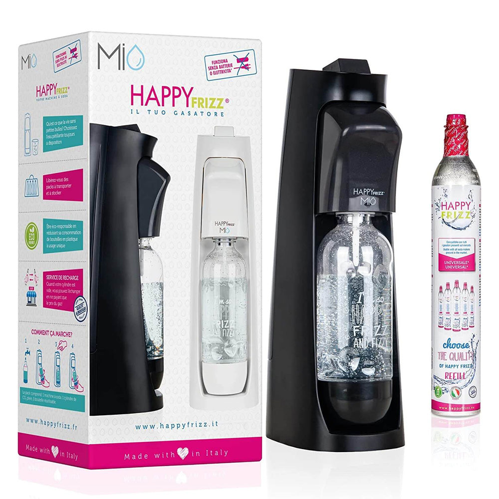 Happy Frizz Mio Sparkling Water Maker with Gas and Bottle - Black | MIO01