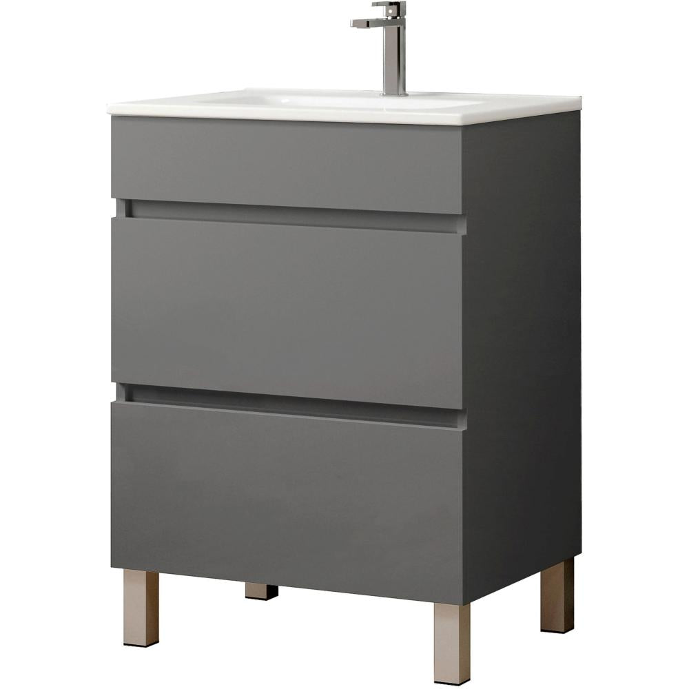 Jasmine Floor Standing 2 Drawer Unit and Basin 60cm - Matt Anthracite | 151583