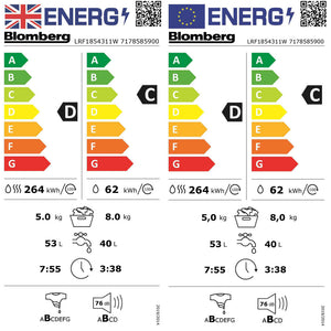Blomberg Freestanding 8kg / 5kg Washer Dryer - White | LRF1854311W