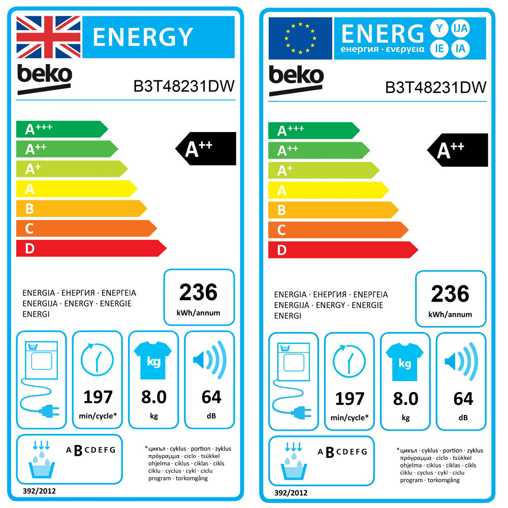 Beko 8kg Heat Pump Tumble Dryer - White | B3T48231DW