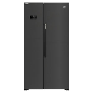 BEKO Pro HarvestFresh American Style SBS Fridge Freezer - Black Steel | ASL1442VPZ