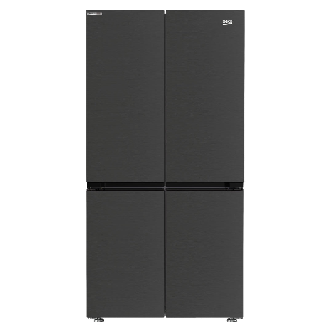 Beko 182cm 4 Door American Style SBS Fridge Freezer - Black Steel Finish | GN446224VPZ