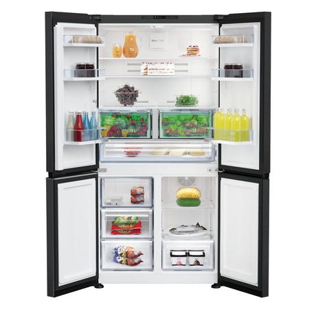 Beko 182cm 4 Door American Style SBS Fridge Freezer - Black Steel Finish | GN446224VPZ