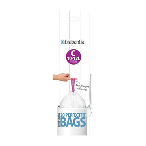 Brabantia White Plastic C 10-12 Litre Extra Strong Bin Bags 20 Pack | 24534