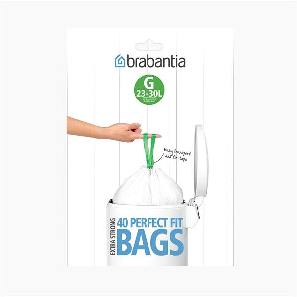 Brabantia White Plastic G 23-30 Litre Extra Strong Bin Bags 20 Pack | 246265
