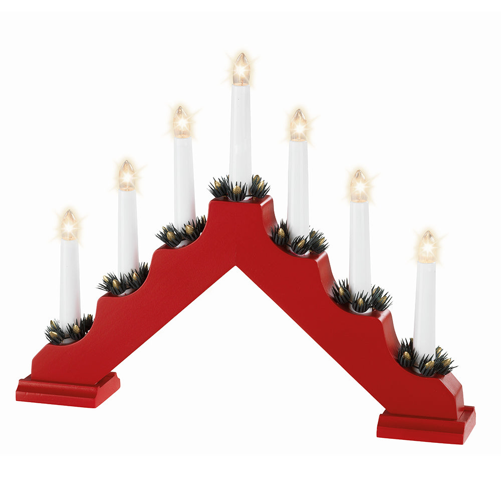 7 Light Wooden Candlebridge Candle Arch - Red | 9499676