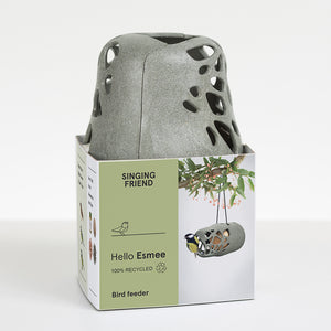 Singing Friend Esmee Bird Feeder Recycled - Grey | SFP050