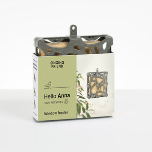 Singing Friend Anna Window Bird Feeder Recycled - Grey | SFA002