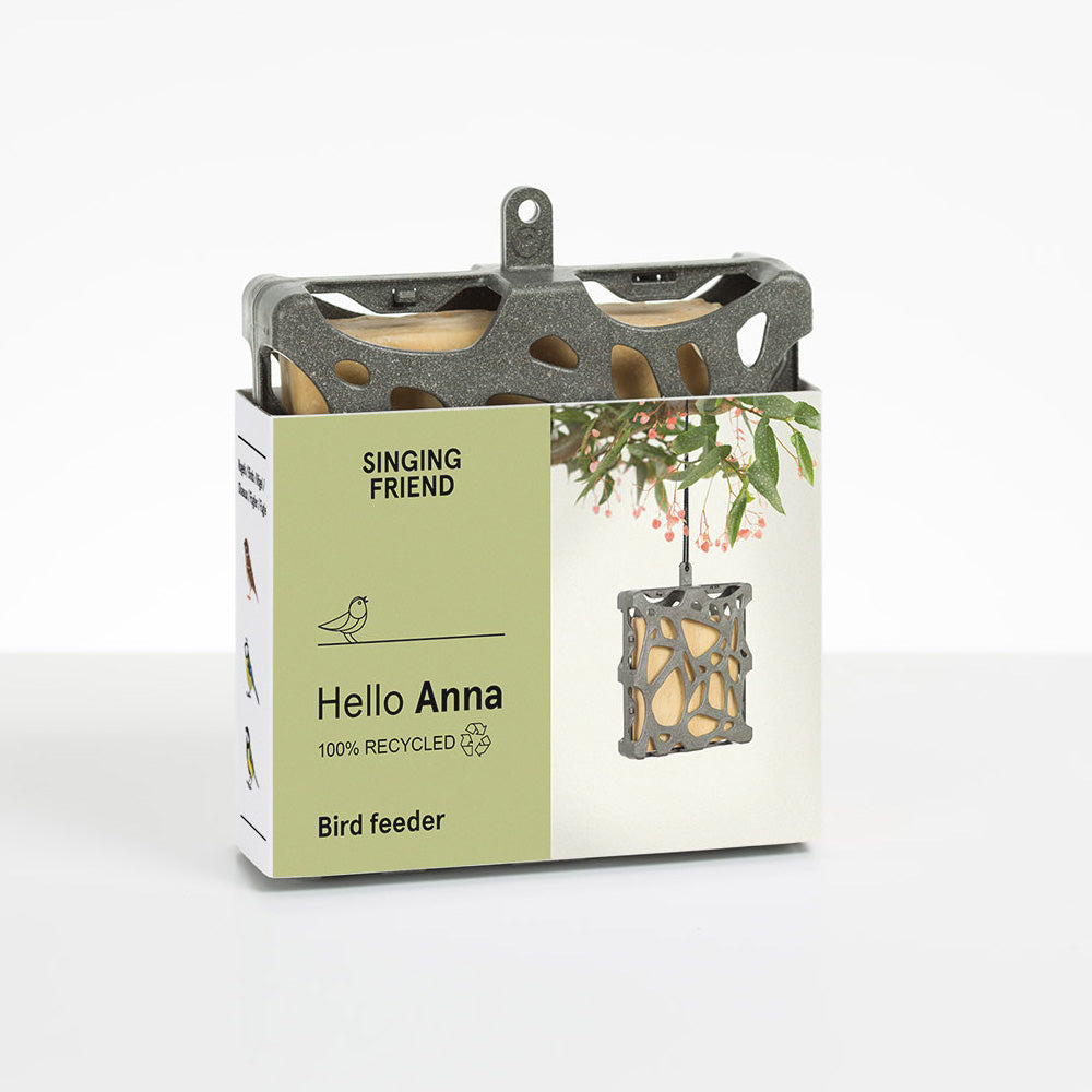 Singing Friend Anna Bird Feeder Recycled With Rope - Grey | SFA003