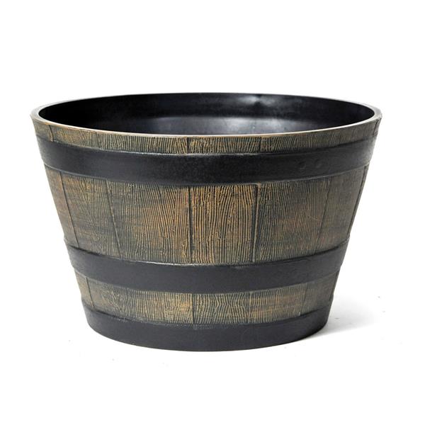 Wood Effect Resin Garden Planter 32cm H x 50cm D