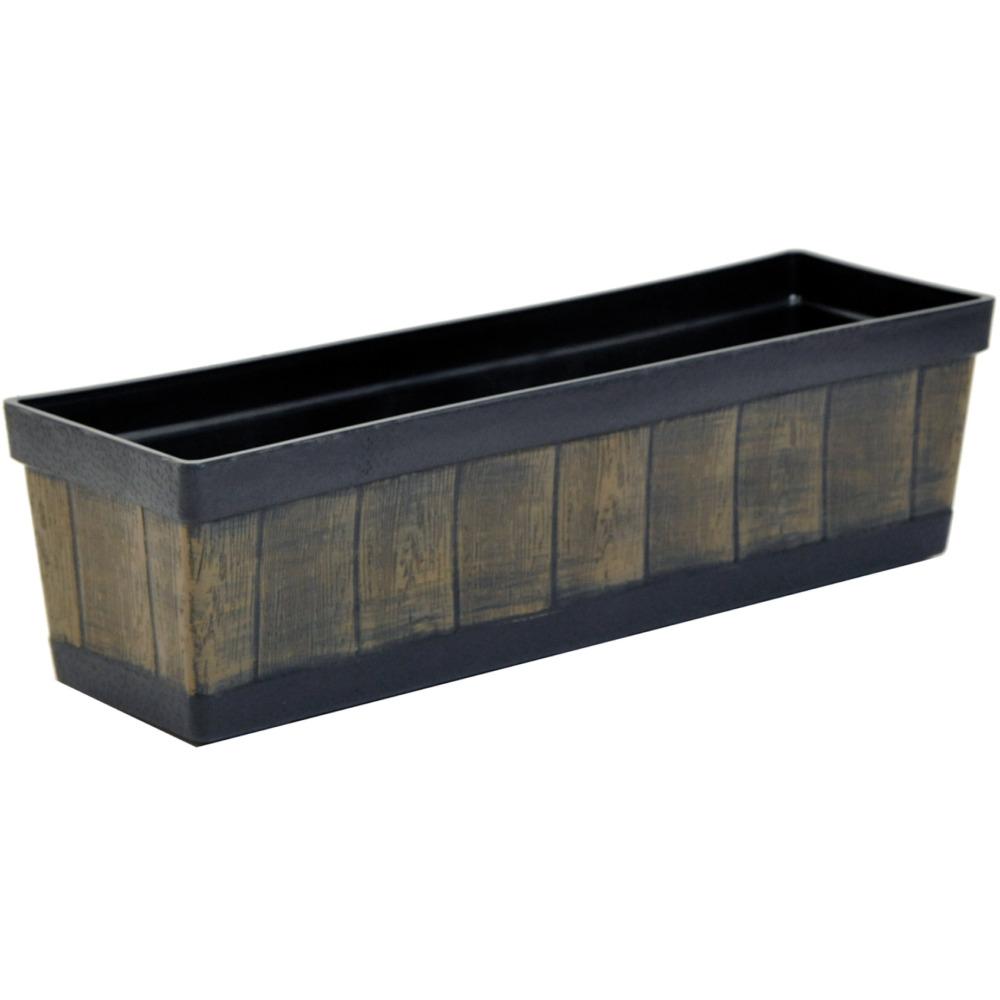 Wood Effect Resin Barrel Flowerbox - Rectangle