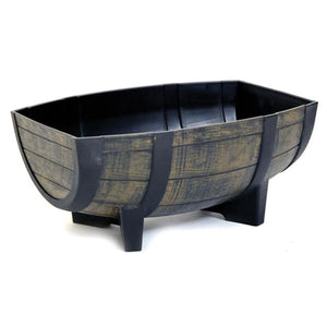 Barrel Half Round Pot Planter Brown