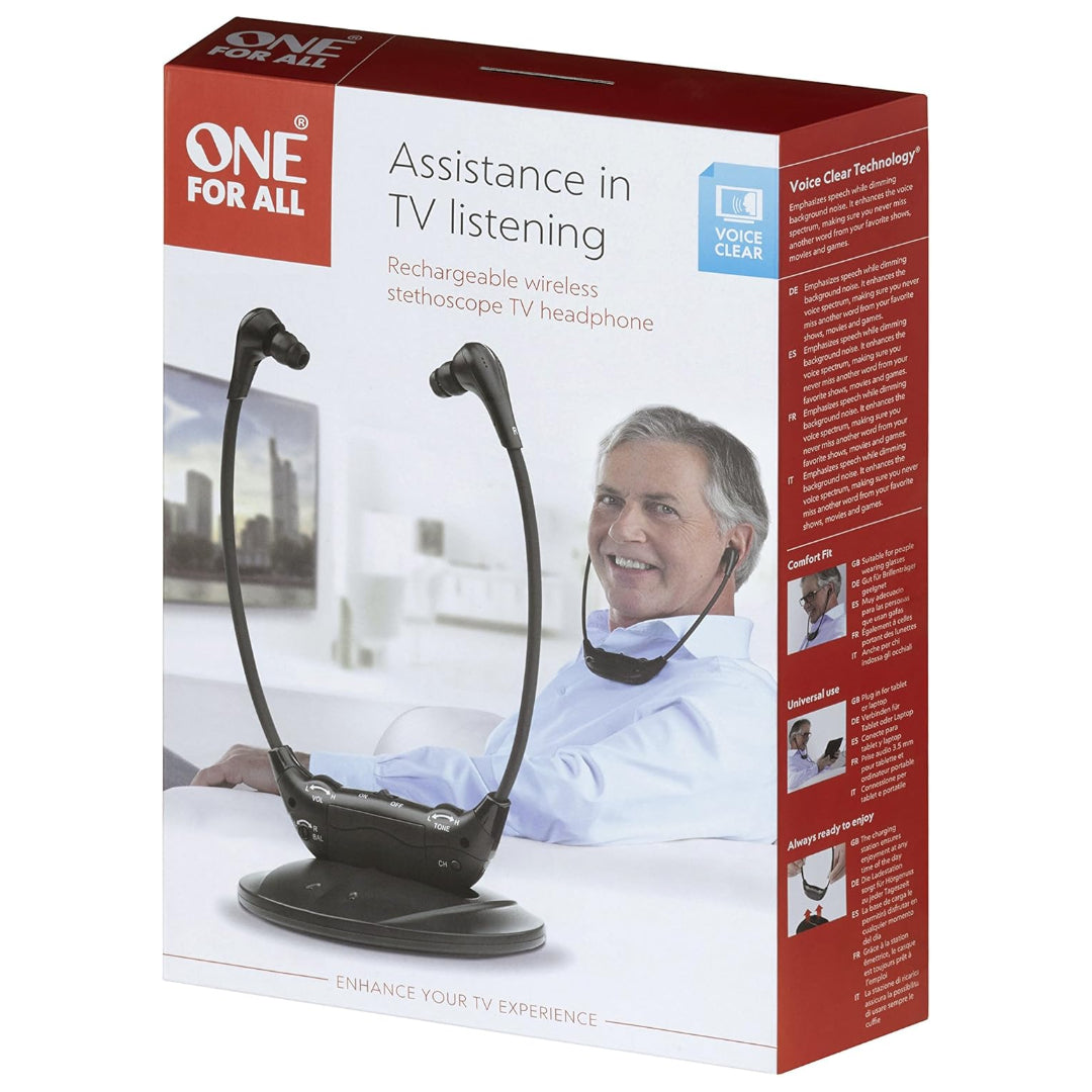 One For All Wireless TV Headphones for Hard of Hearing | HP1040