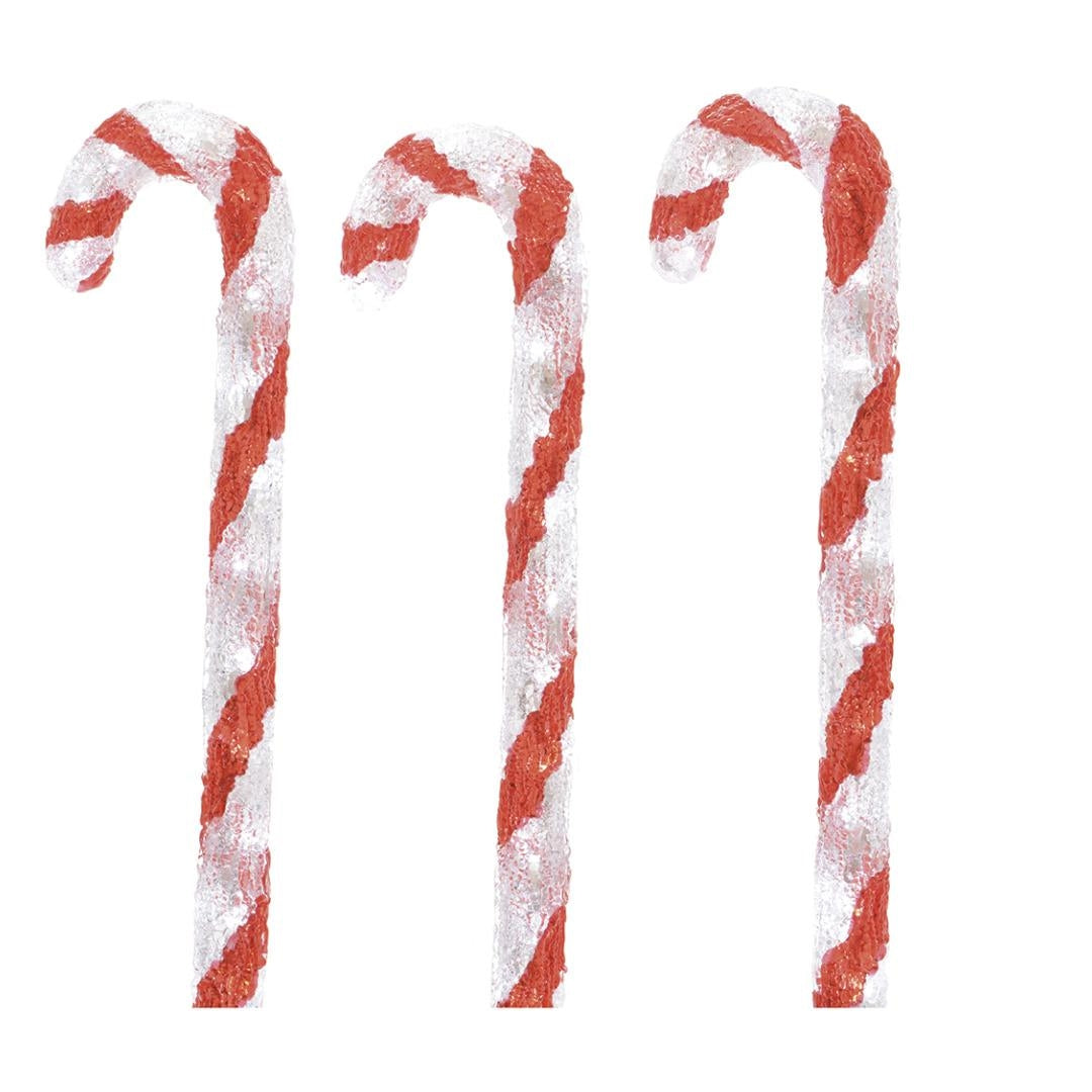 Kaemingk LED Acrylic Candy Cane Set of 3 60cm | 9499130