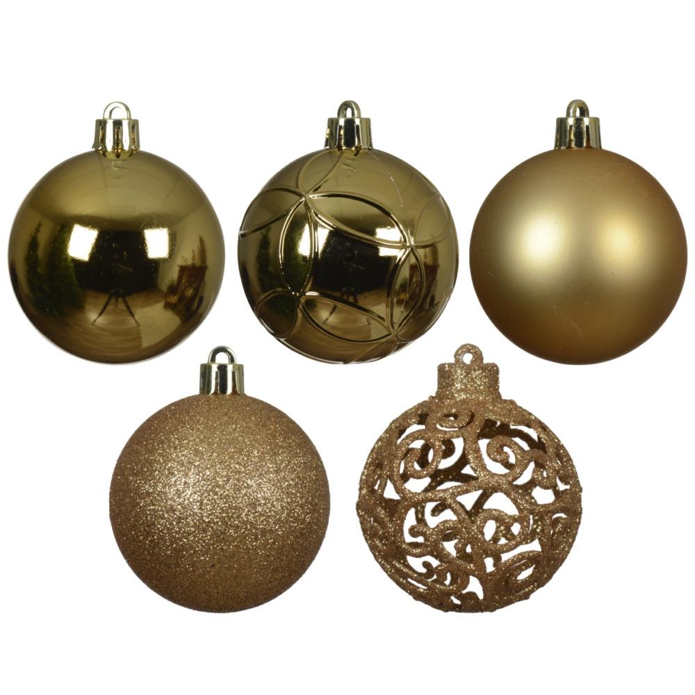 Decoris Christmas Shatterproof Baubles - Pack of 35 - Light Gold | 9021177