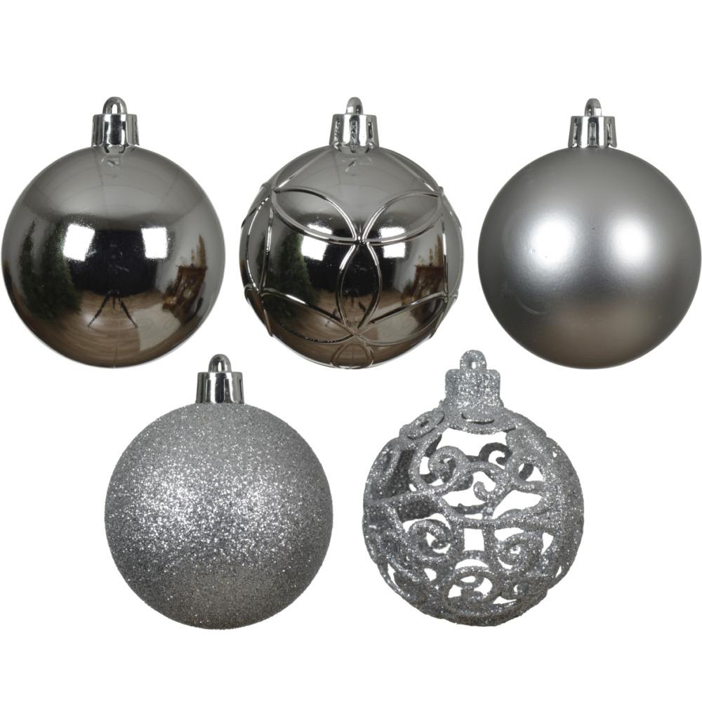 Decoris Christmas Shatterproof Baubles - Pack of 35 - Silver | 9021178