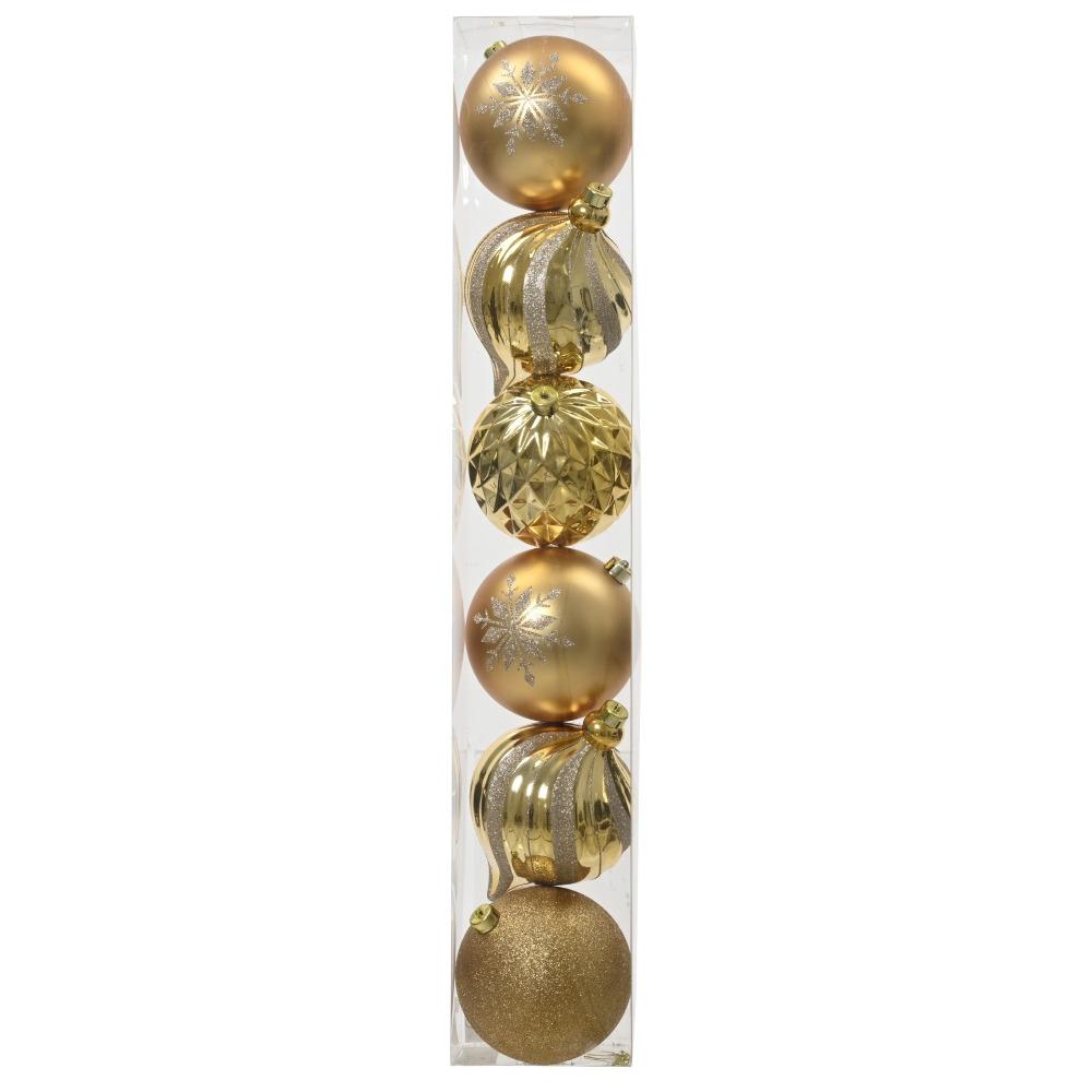 Decoris Christmas Shatterproof Baubles - Pack of 6 - Light Gold | 9022566