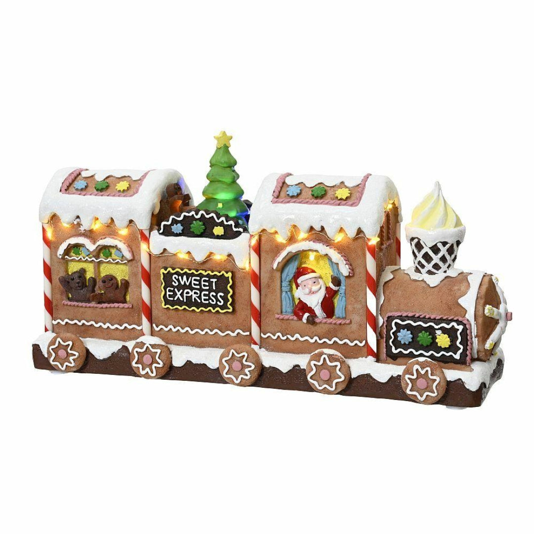 Kaemingk LED Lit Animated Gingerbread Train 18cm Battery Operated | 9487892