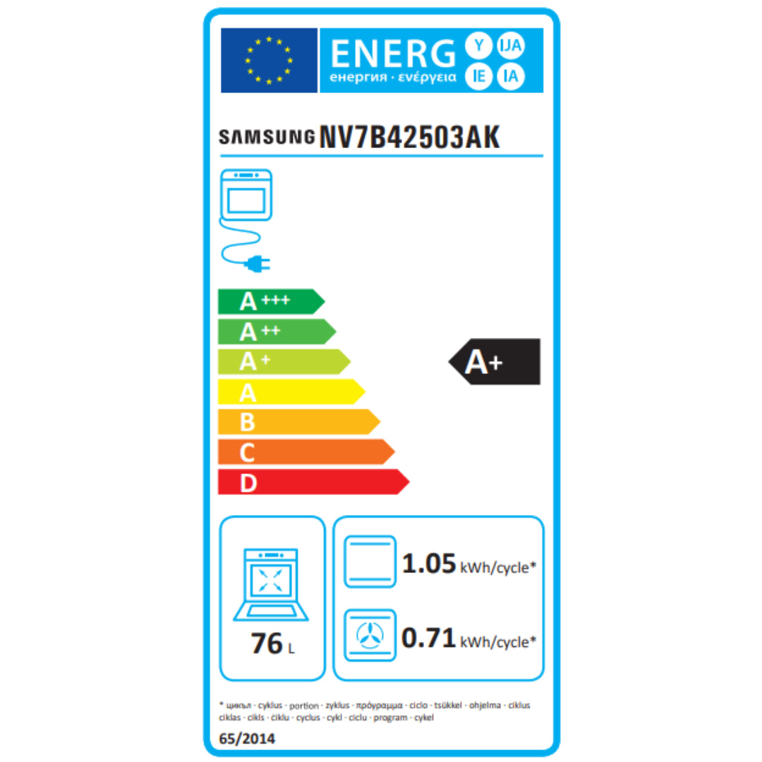 Samsung Series 4 Built In Single Oven with Dual Cook 76 Litre | NV7B42503AK/U4