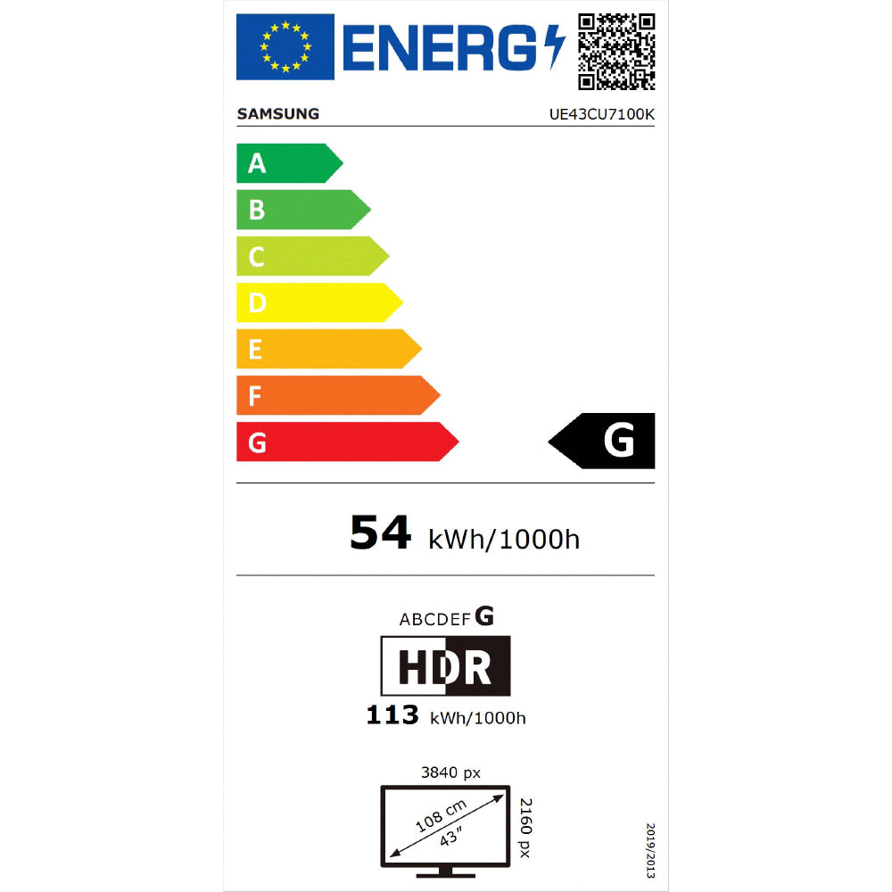 Samsung 43" UHD 4K HDR Smart TV (2023) | UE43CU7100KXXU